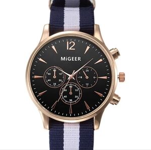 MIGEER Men's Watch with Blue and White Strap